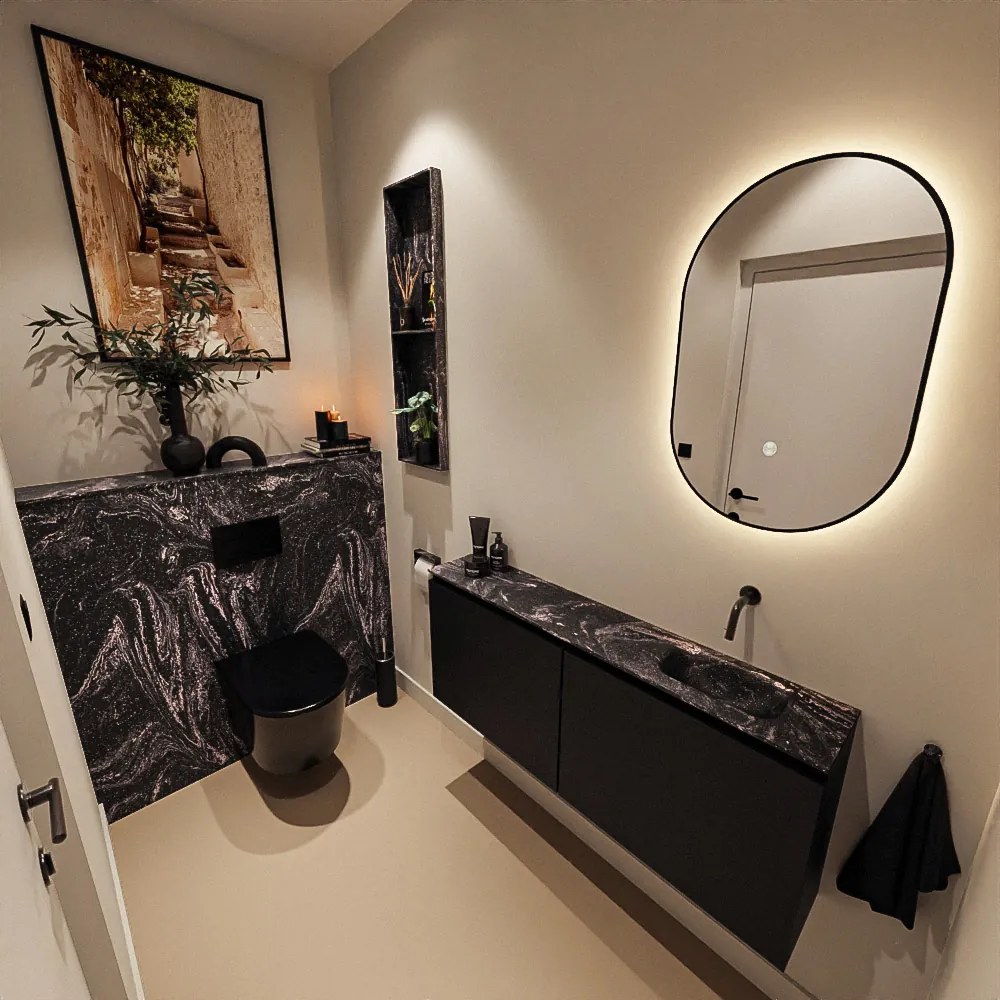 Mondiaz Ture DLux toiletmeubel 120cm urban met wastafel lava rechts zonder kraangat