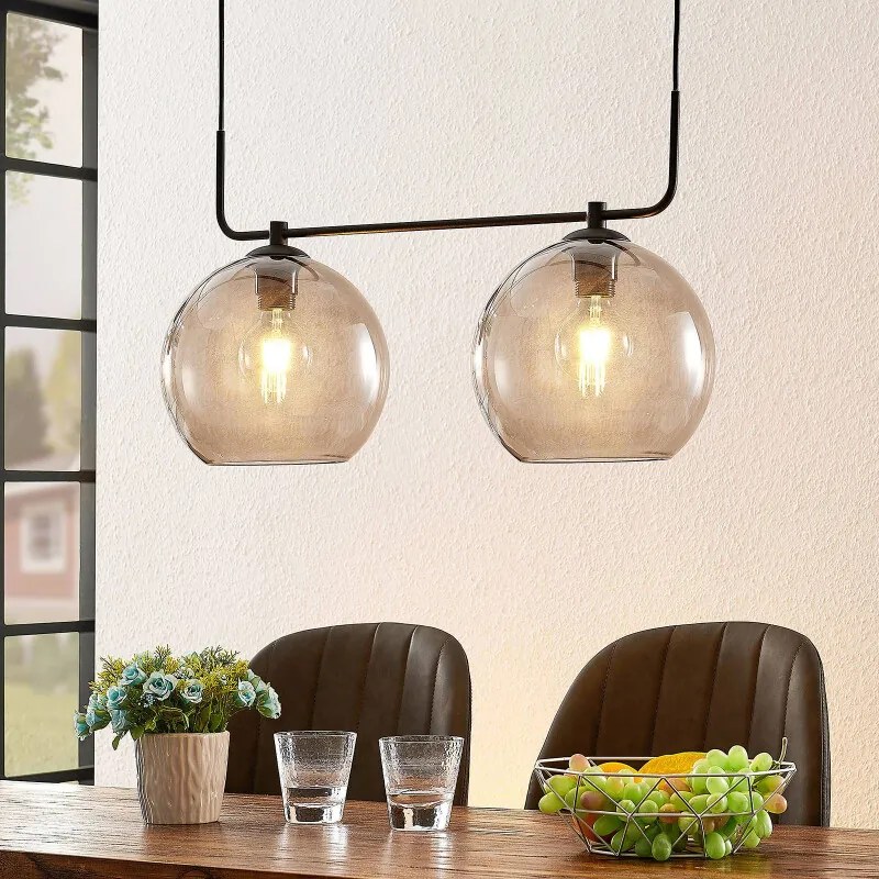 Dasita hanglamp, rookglas, 2lamps lampen24 BIANO