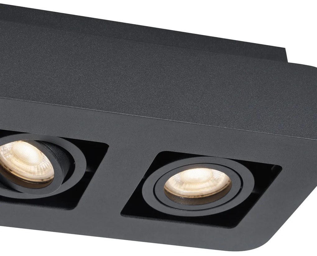 Afgeronde opbouwSpot / Opbouwspot / Plafondspot zwart 2-lichts draai- en kantelbaar - Dox Modern GU10 Binnenverlichting Lamp