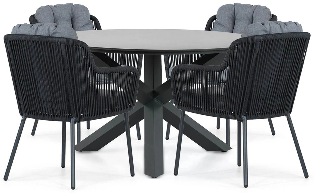 Tuinset Ronde Tuintafel 4 personen 130 cm Aluminium/rope Grijs  Santika Furniture Santika