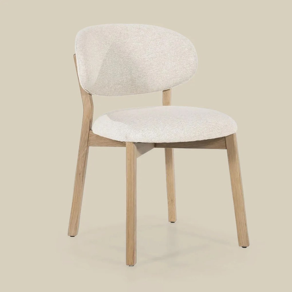 Eleonora Mikky Luxe Eetkamerstoel Eiken Beige En Stof