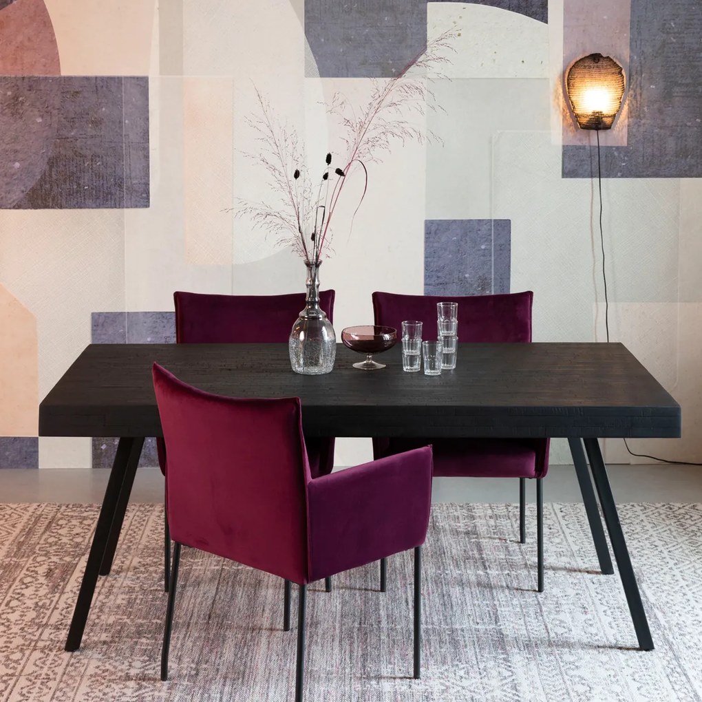 Lavis Suri Black Eettafel Van Gerecycled Teak Zwart 220 X 90 Cm - 220 X 100cm.
