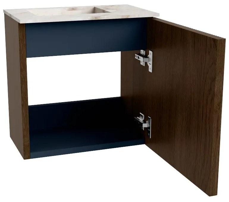 Mondiaz Joya DLux 40cm toiletmeubel walnut met wastafel faye links zonder kraangat frappe
