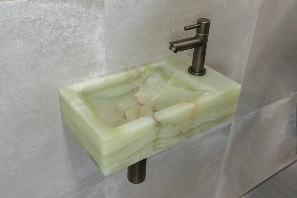 Saniclear Green Onyx fonteinset met rechte kraan in verouderd messing