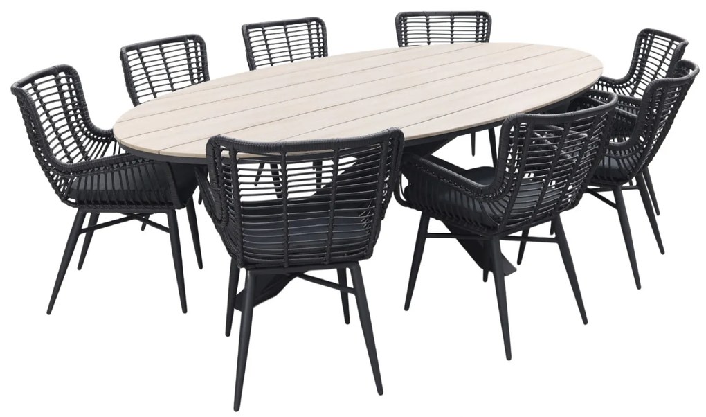 Jasmine - Black / Garden Impressions Edison 280x140 cm. - ovale tuinset