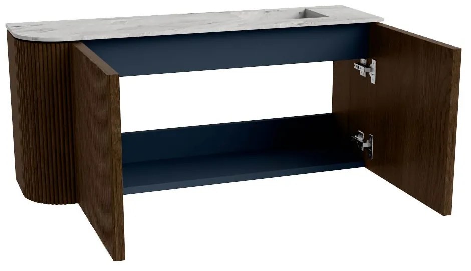 Mondiaz Joya DLux 90cm toiletmeubel ronding links walnut met wastafel faye rechts 1 kraangat glace