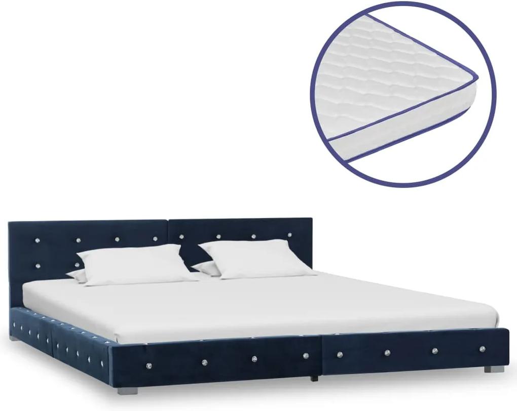 Bed met traagschuim matras fluweel blauw 160x200 cm
