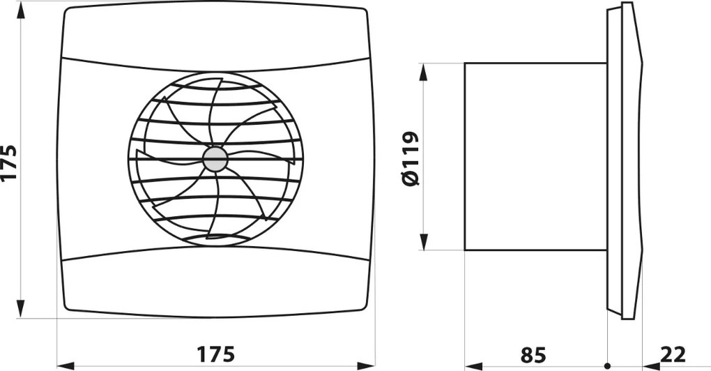 Cata UC-12 badkamer ventilator 12W Ø120mm zwart mat