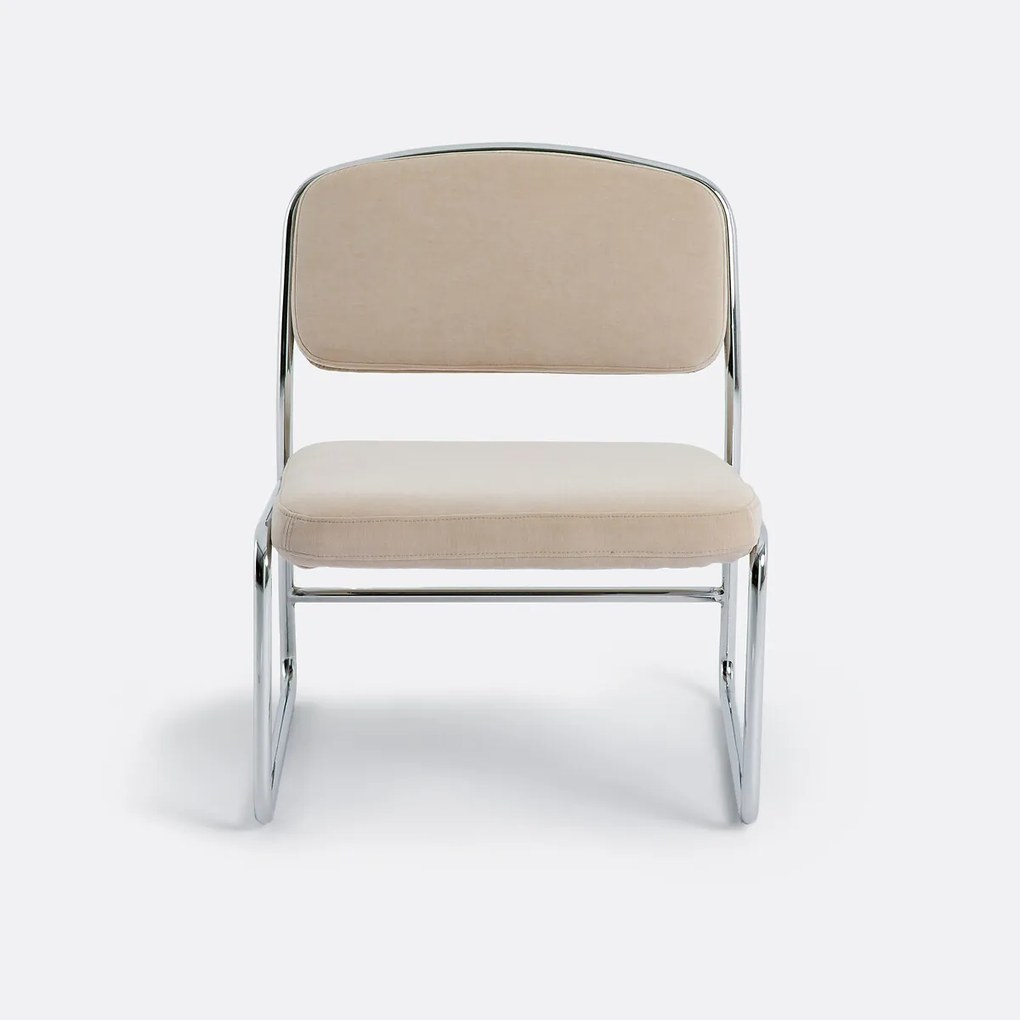 Fauteuil van chroom en stof, Celestina