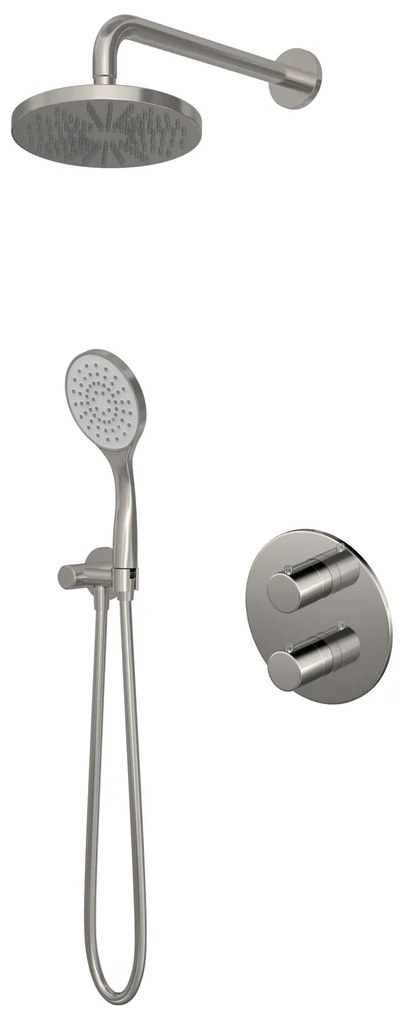Hotbath Buddy IBS12A inbouw regendouche 30cm met 3 standen handdouche en glijstang geborsteld nikkel