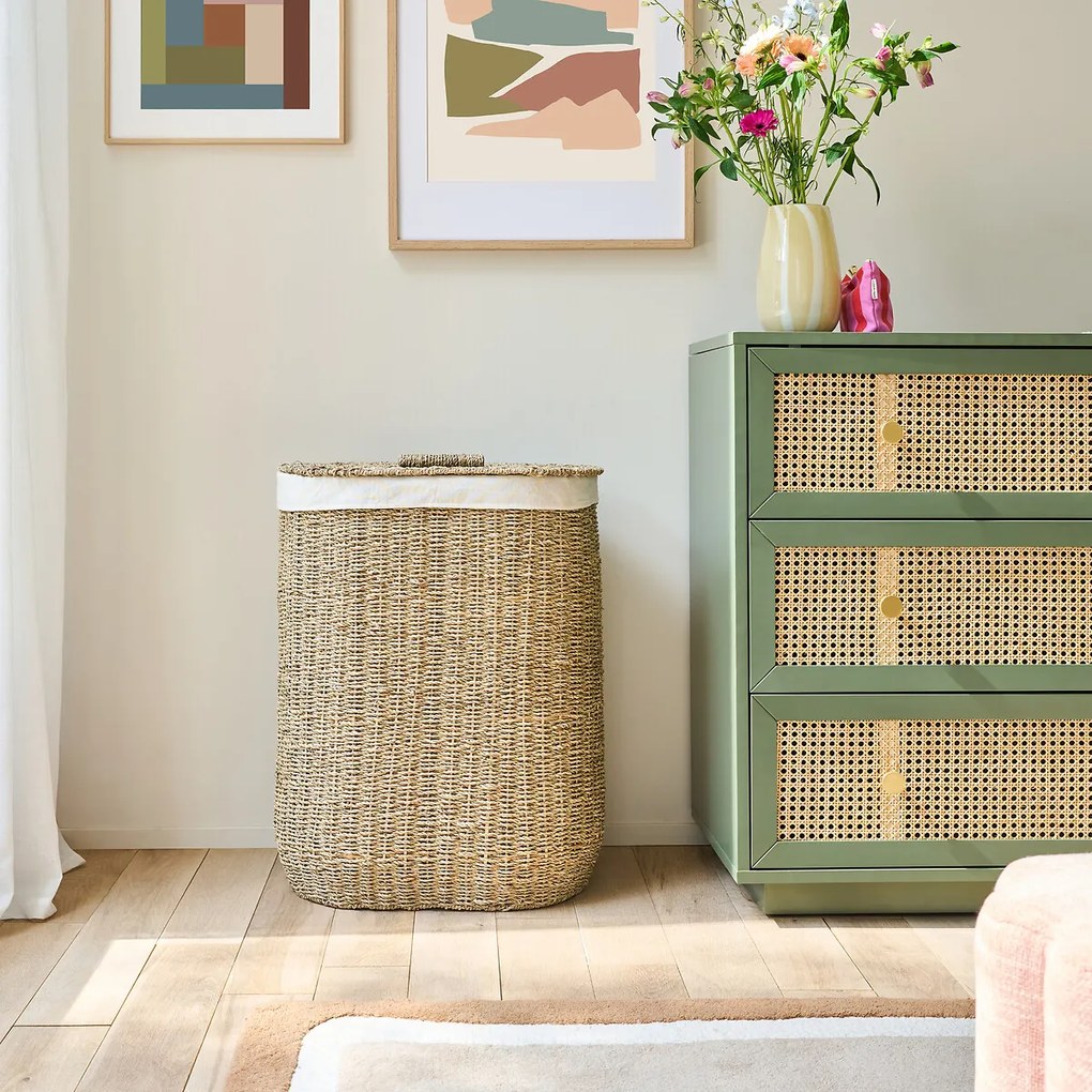 Ovale wasmand, gevlochten zeegras, AZURO