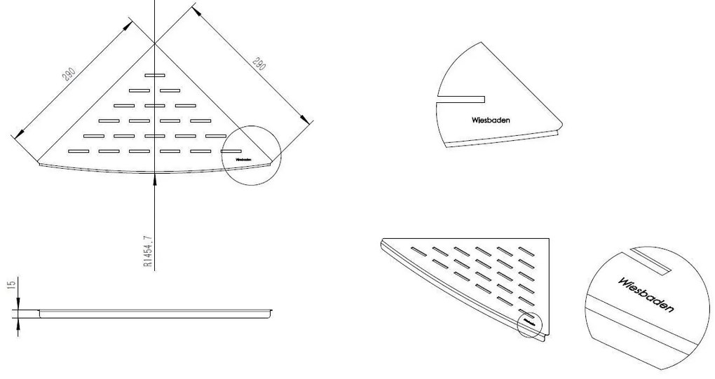 Mueller Inwall hoekplanchet RVS 29x29cm