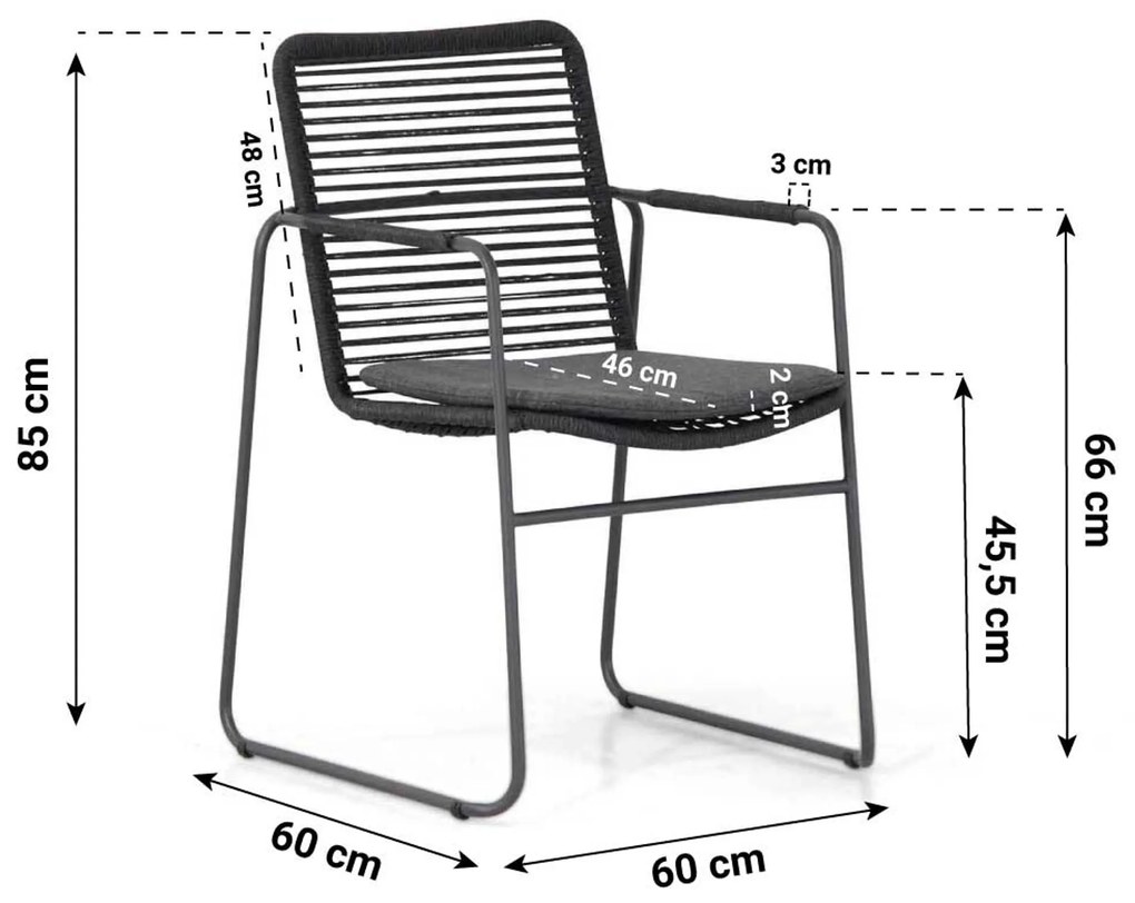 Tuinset 6 personen Rope Grijs 4 Seasons Outdoor Elba/Brighton