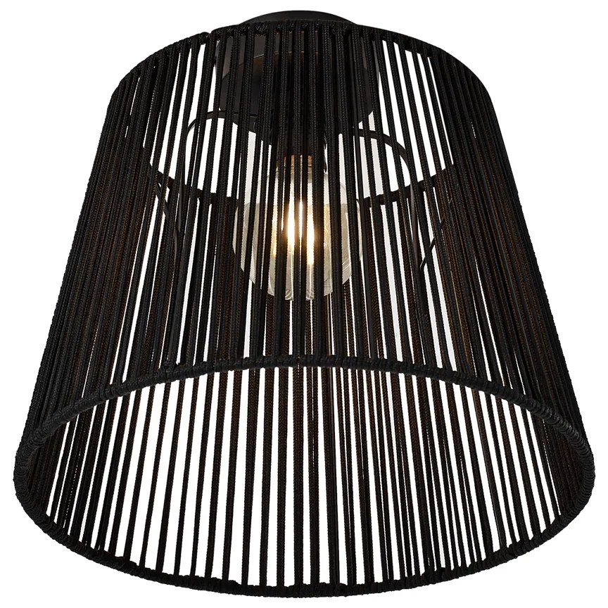 Buiten plafondlamp met zwart touw IP54 - JaylaJapandi E27 IP54 Buitenverlichting rond