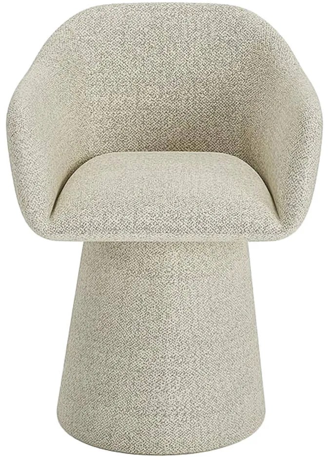 Goossens Eetkamerstoel Liselot beige stof graden draaibaar met return functie met armleuning,