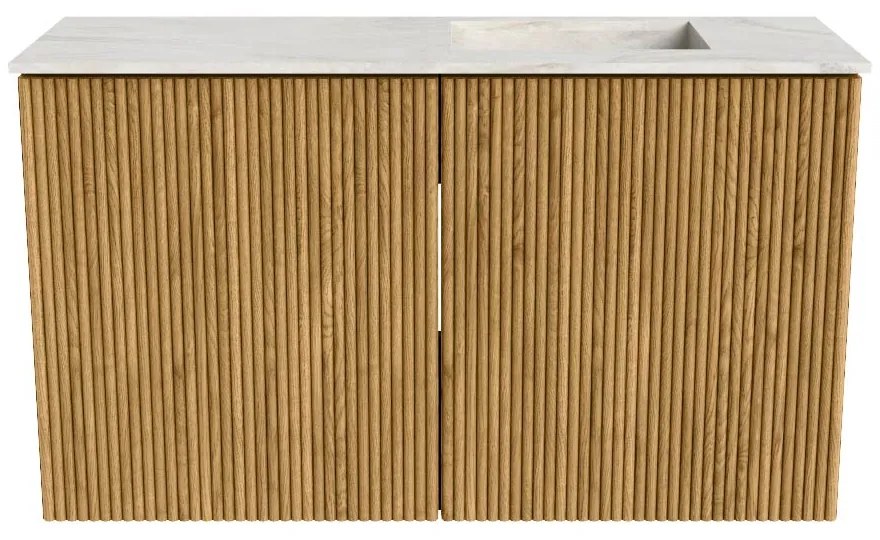 Mondiaz Joya DLux 70cm toiletmeubel oak met wastafel faye rechts zonder kraangat ostra