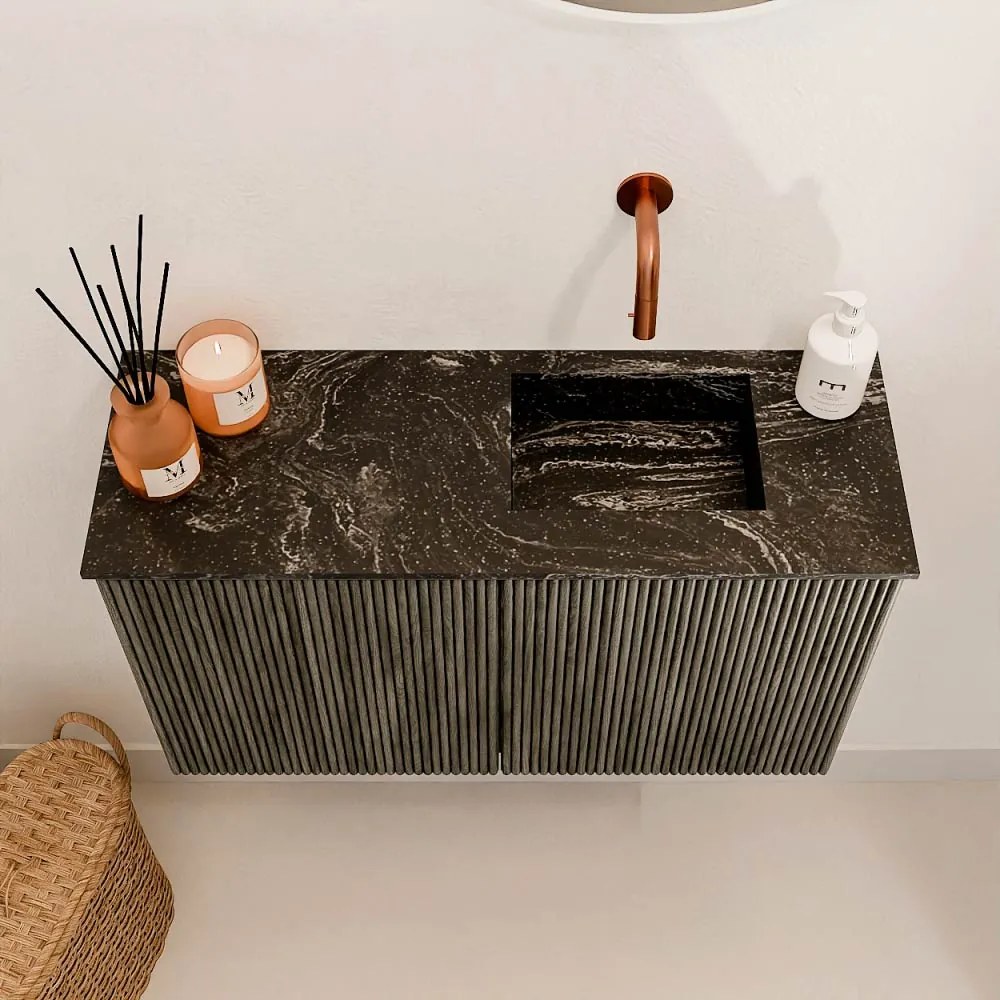 Mondiaz Joya DLux 70cm toiletmeubel shadow met wastafel faye rechts zonder kraangat lava