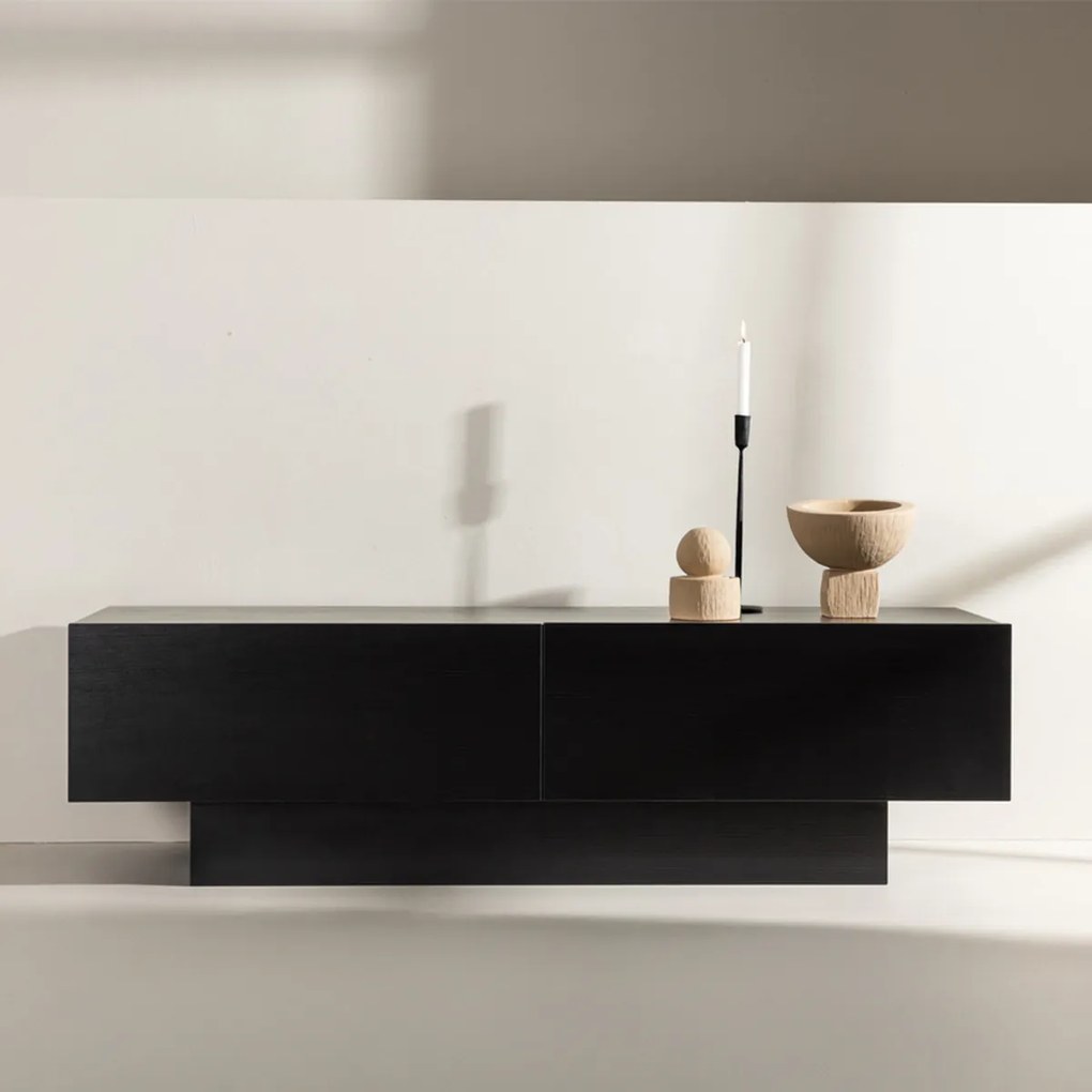 TV Meubel Met Opbergruimte Zwart - 160x47x45cm.