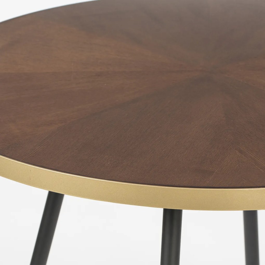 Lavis Denise Ronde Eettafel Walnoot En Messing - 91 X 91cm.