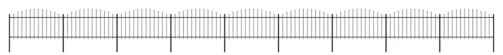 vidaXL Tuinhek met speren bovenkant (1,25-1,5)x15,3 m staal zwart