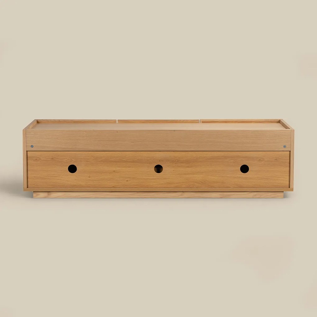 Tv-meubel Eiken Met Stoffen Deuren 150 Cm - 150x40x40cm.