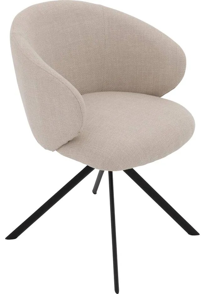 Goossens Stoel Noomi beige stof met armleuning,