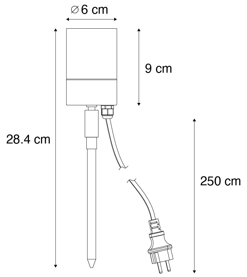 Buitenlamp Prikspot crème GU10 50mm verstelbaar IP44 incl. snoer en stekker - Solo Modern GU10 IP44 Buitenverlichting rond