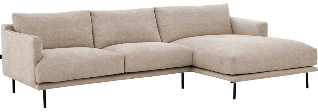 Goossens Bank Luxor Stof beige, stof, 2,5-zits, modern design met chaise longue rechts
