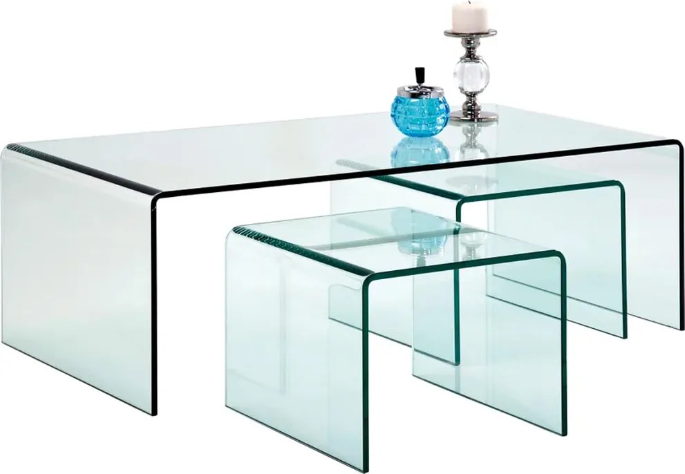 Glazen Salontafel Set 3-delig - 90 X 50cm.