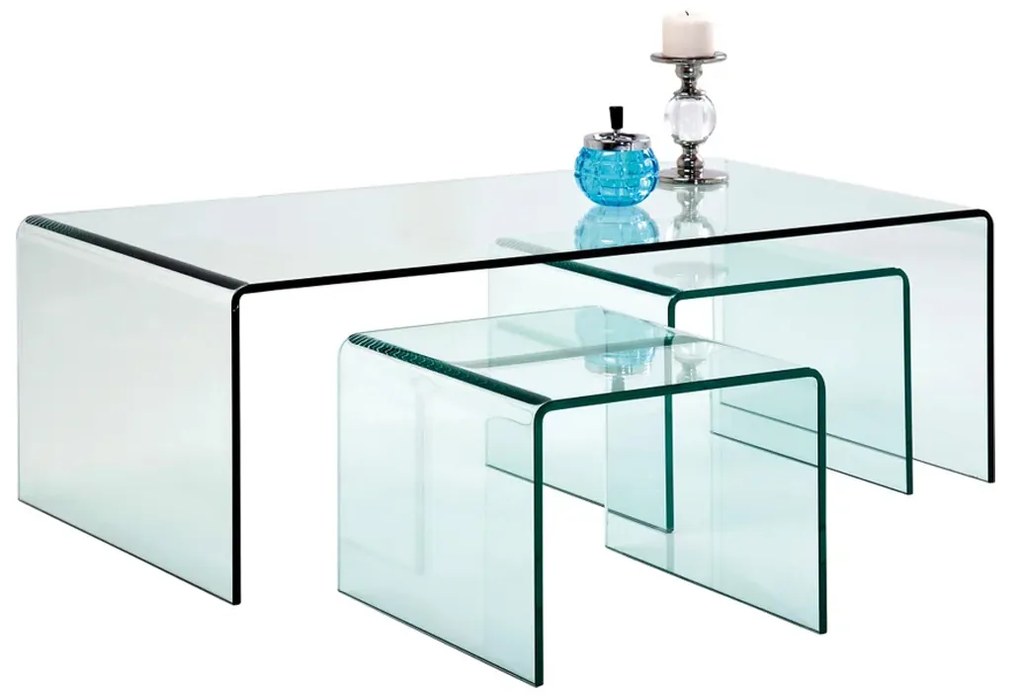 Kare Design Clear Club Glazen Salontafel Set 3-delig - 90 X 50cm.