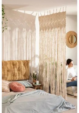 Macramé gordijn (110x215 cm) Cendala Style Beige – crème - Sklum