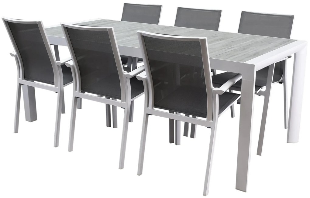 Malaga New Delhi dining tuinset 220x100x74,5 cm 7 delig wit