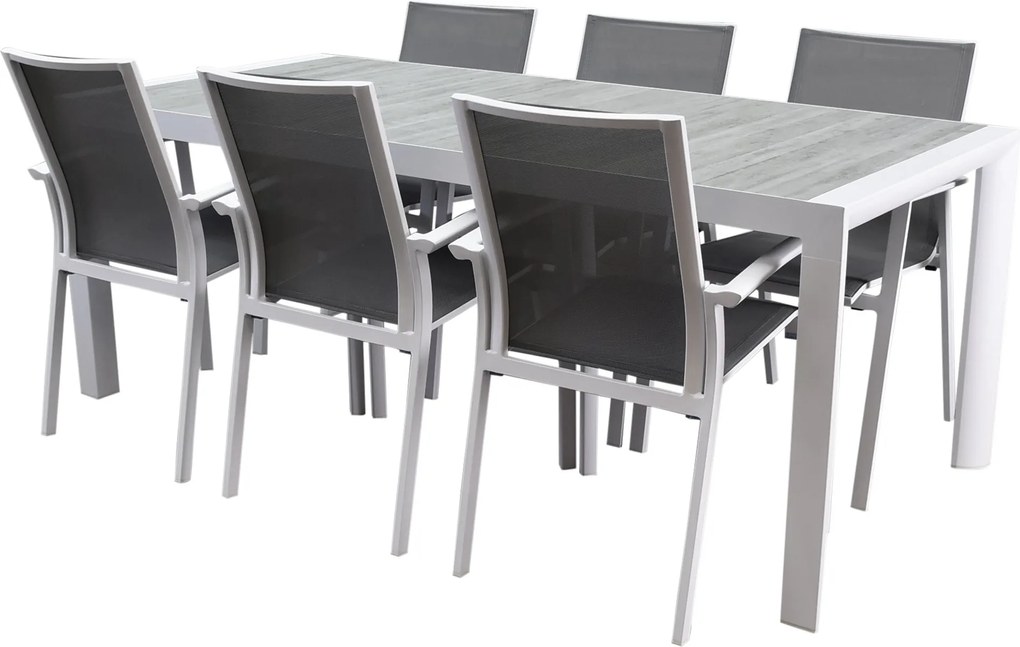New Valley New Delhi dining tuinset 220x100x74,5 cm 7 delig wit