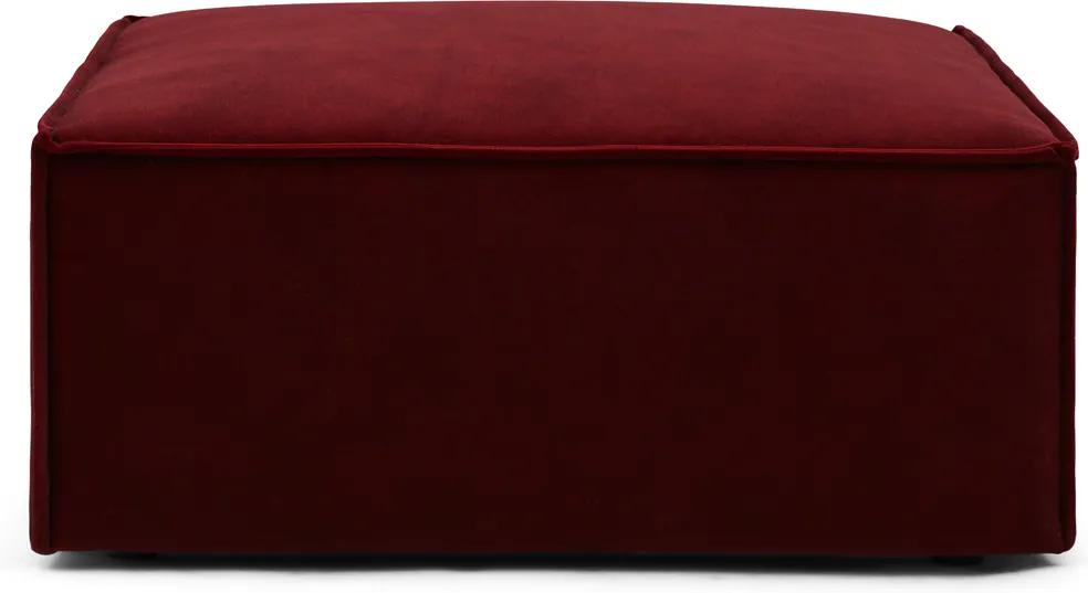 Rivièra Maison - The Jagger Footstool, velvet, vineyard burgundy - Kleur: rood