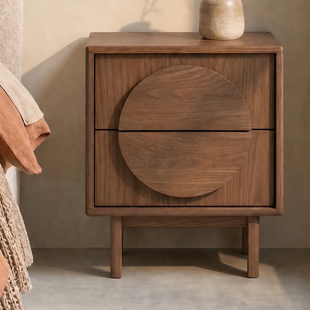 Zuiver Groove Design Nachtkastje Walnoot - 45x40x55cm.