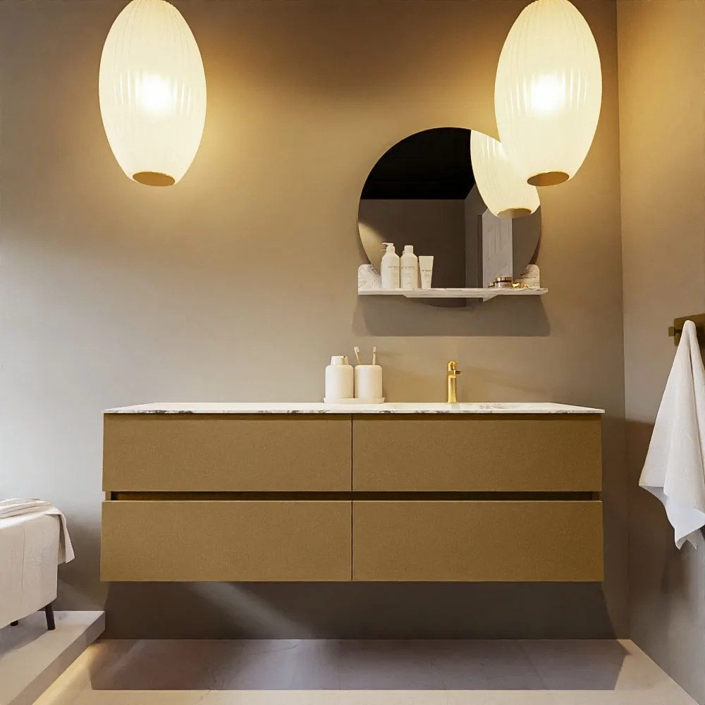 Mondiaz Vica DLux badmeubel 150cm oro 4 lades met wastafel glace rechts 1 kraangat