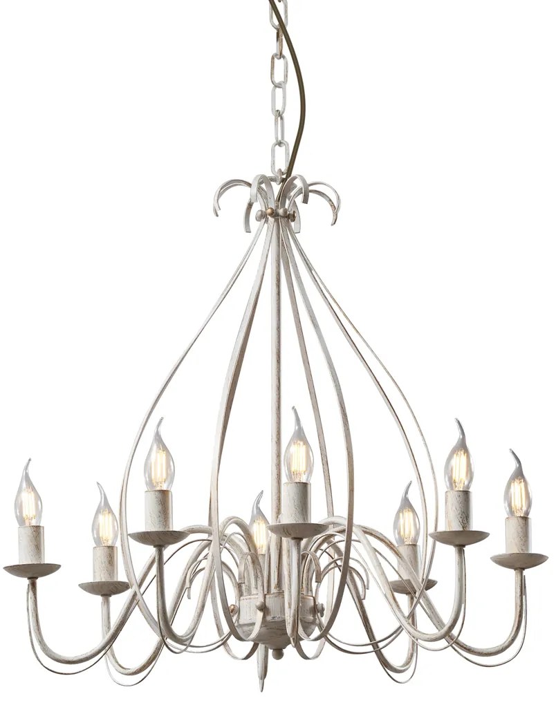 Eettafel / Eetkamer Klassieke kroonluchter crème 8-lichts - Giuseppe Klassiek / Antiek, Landelijk / Rustiek E14 rond Binnenverlichting Lamp