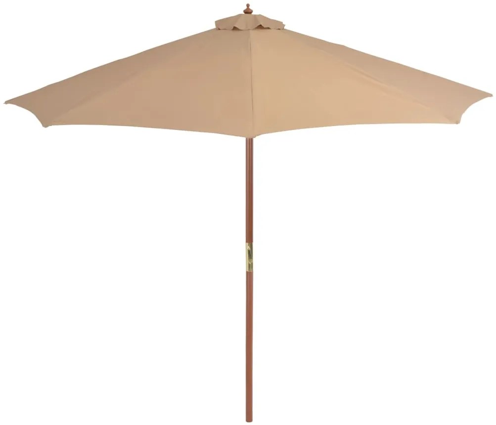 vidaXL Parasol met houten paal 300 cm taupe