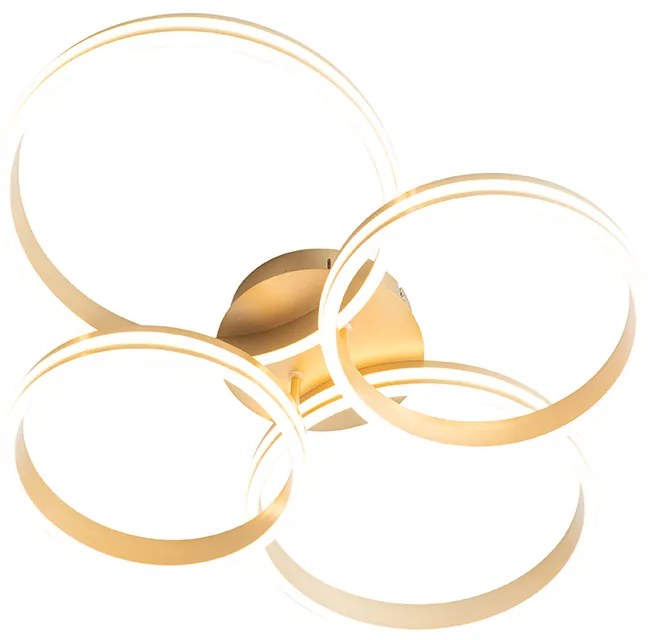 Plafondlamp messing incl. LED 3-staps dimbaar 4-lichts - Navara