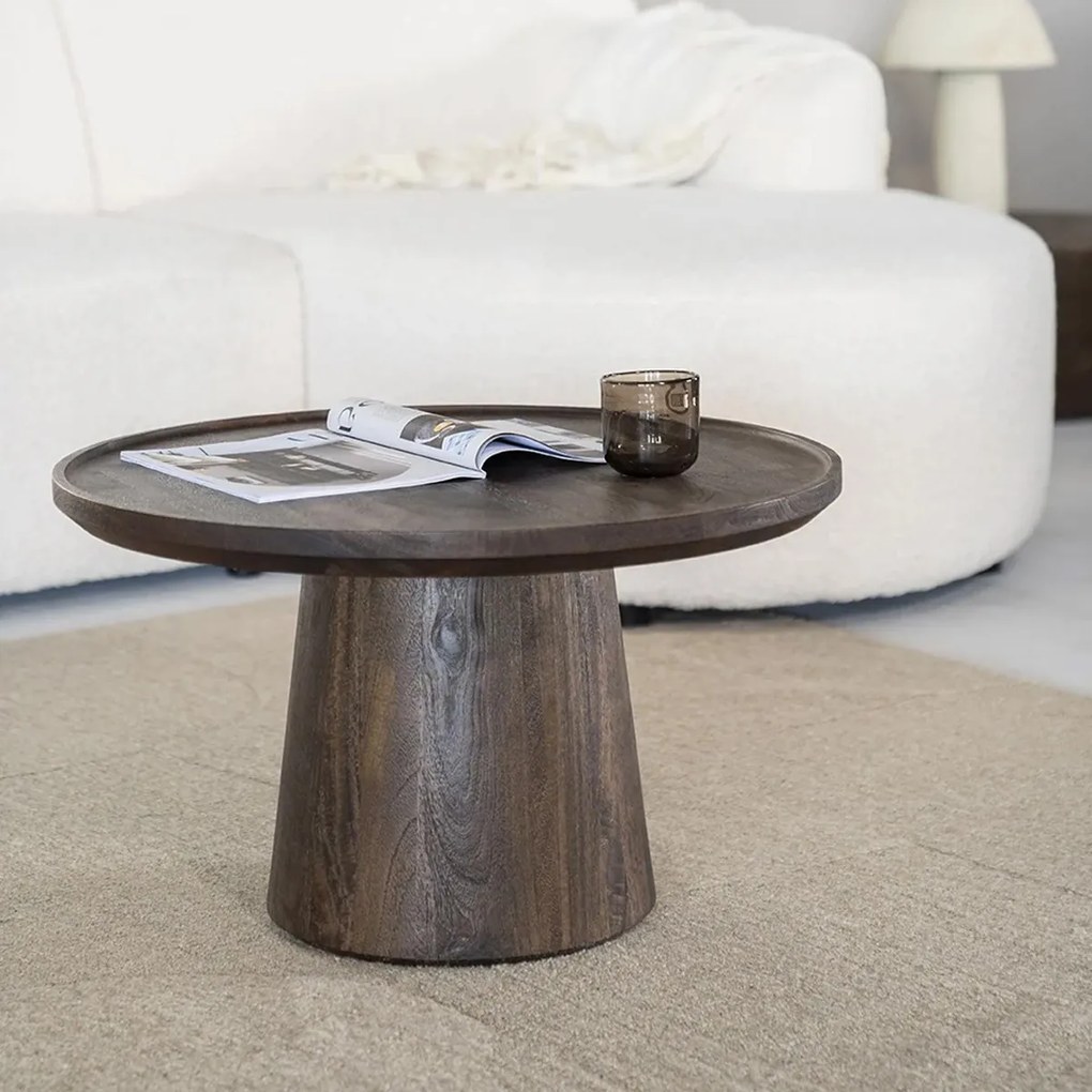 Ronde Salontafel Mangohout 65 Cm - 65 X 65cm.