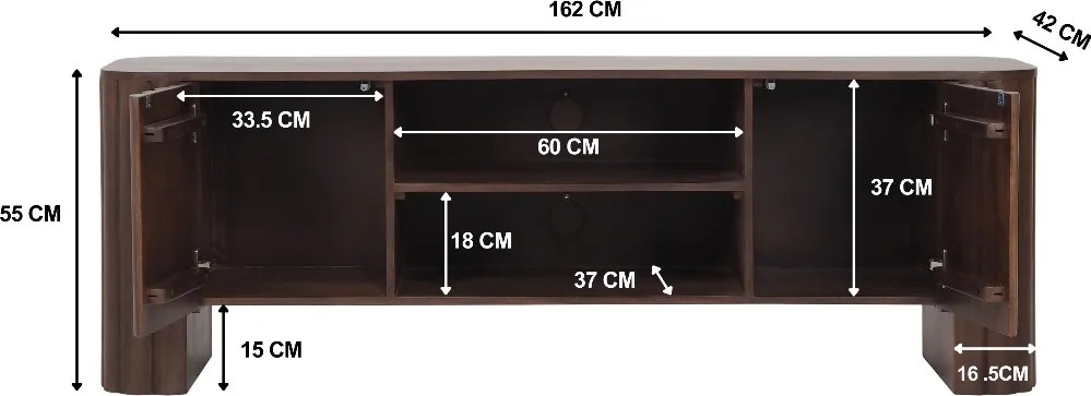 TV Meubel Met Ribbels 162cm - 162x42x55cm.