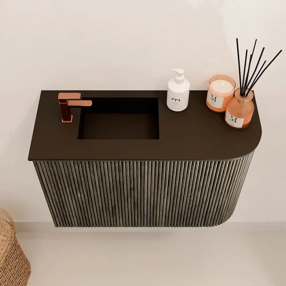 Mondiaz Joya 60cm toiletmeubel ronding rechts shadow met wastafel faye links 1 kraangat urban