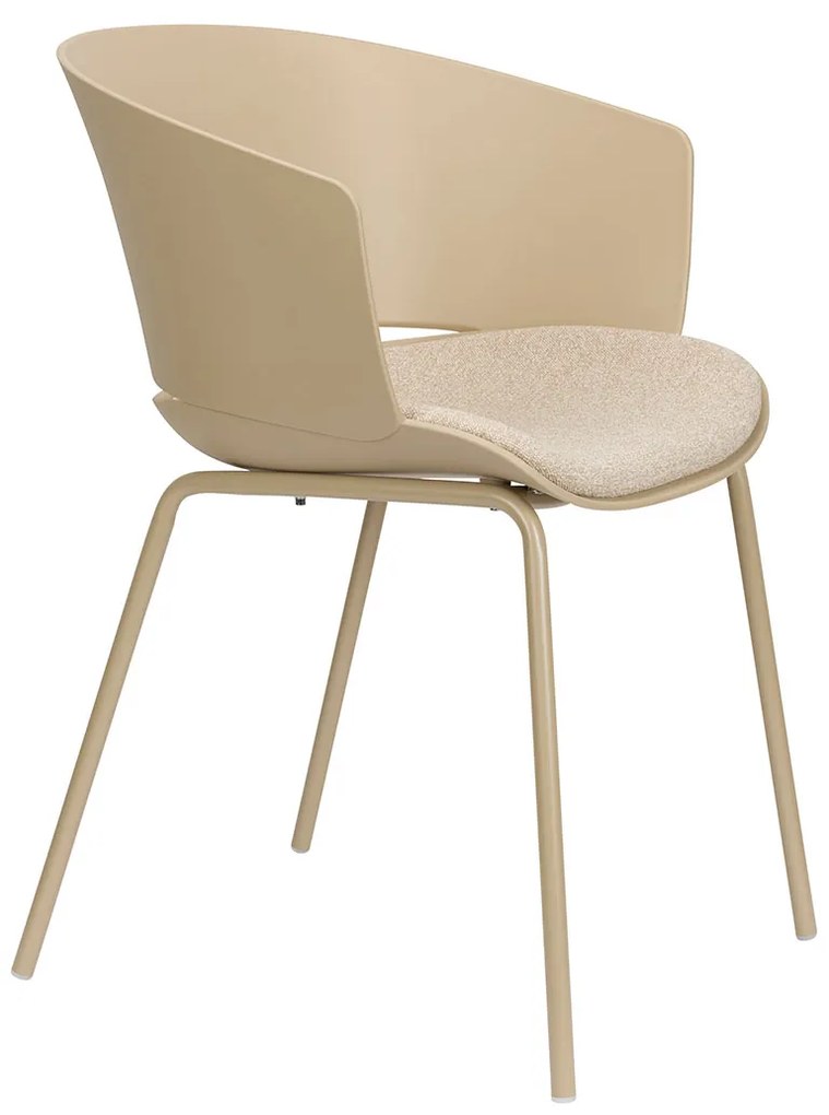 Plastic Kuipstoel Met Zitkussen Beige