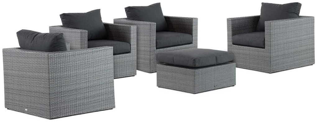 Loungeset tuin 4 personen Wicker Grijs  Garden Collections Houston