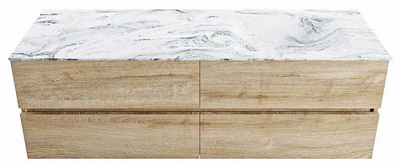 Mondiaz Vica DLux badmeubel 150cm washed oak 4 lades met wastafel glace rechts 1 kraangat