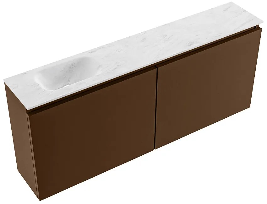 Mondiaz Ture DLux toiletmeubel 120cm rust met wastafel opalo links met kraangat