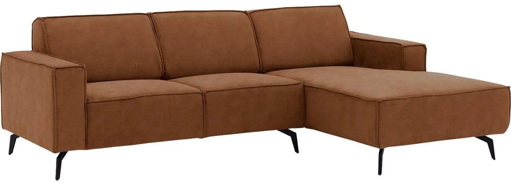 Goossens Hoekbank Hercules bruin, microvezel, 2-zits, modern design met chaise longue rechts