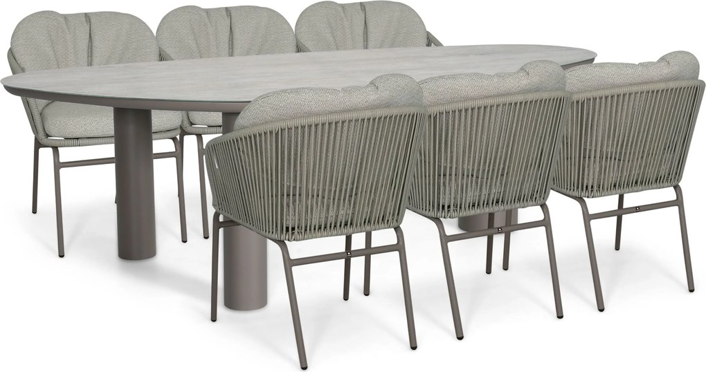 Tuinset 6 personen 240 cm Rope Taupe Coco Livo/Guave