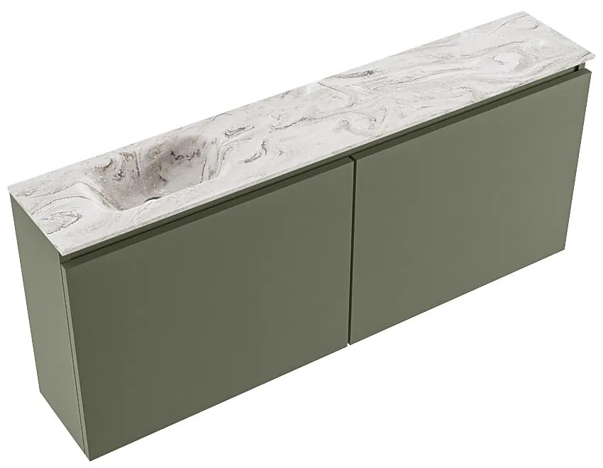 Mondiaz Ture DLux toiletmeubel 120cm army met wastafel glace links met kraangat