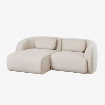 Coquette 2-delige Chenille Modulaire Bank Met Chaise Longue Links Stof Chenille Beige – Crème - Sklum